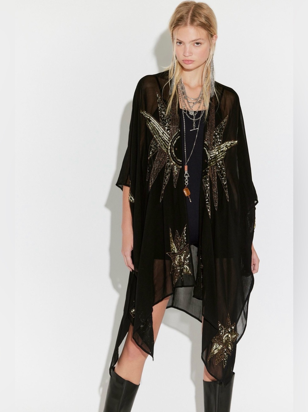Super Rare Free People Starry Night Embellished Duster OS
